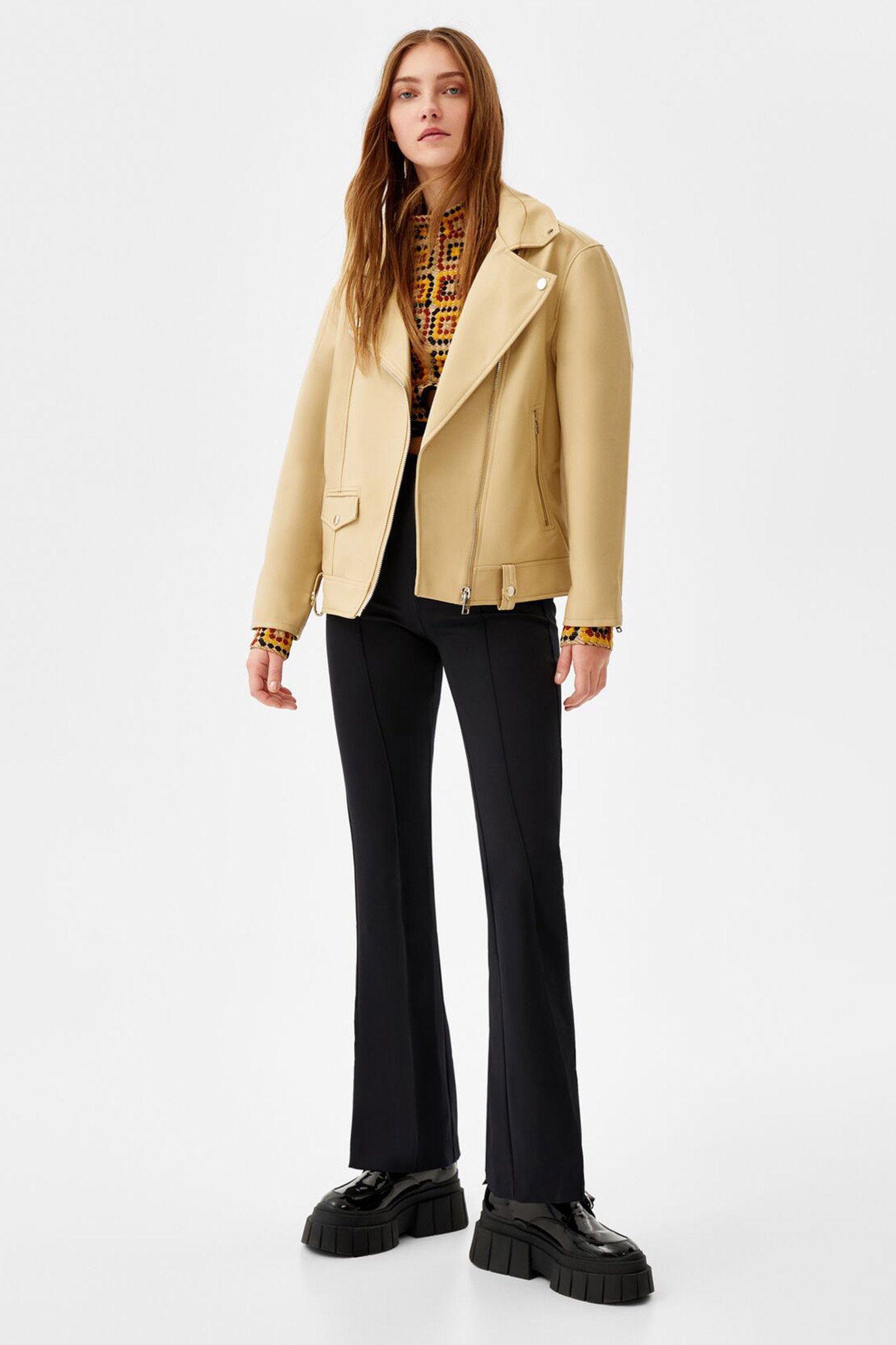 Oversize Faux Leather Biker Jacket - Görsel 3