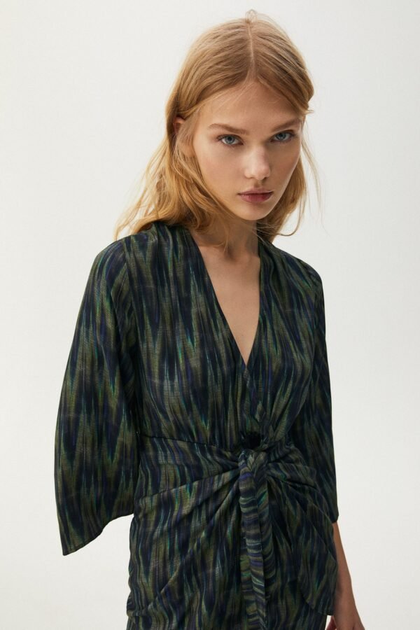Short Dress With Knotted Skirt - Görsel 3