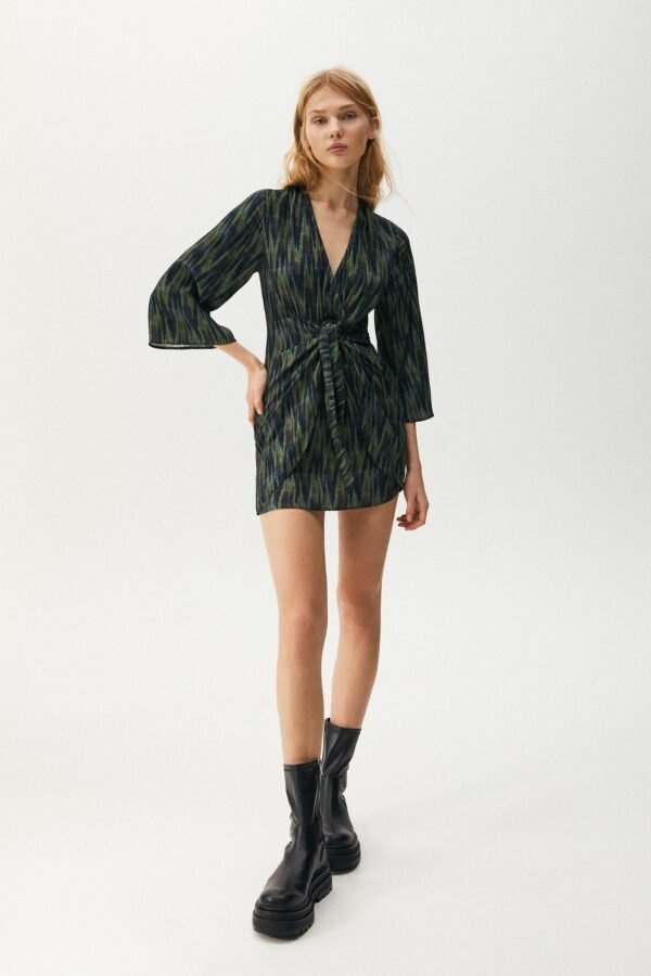 Short Dress With Knotted Skirt - Görsel 4
