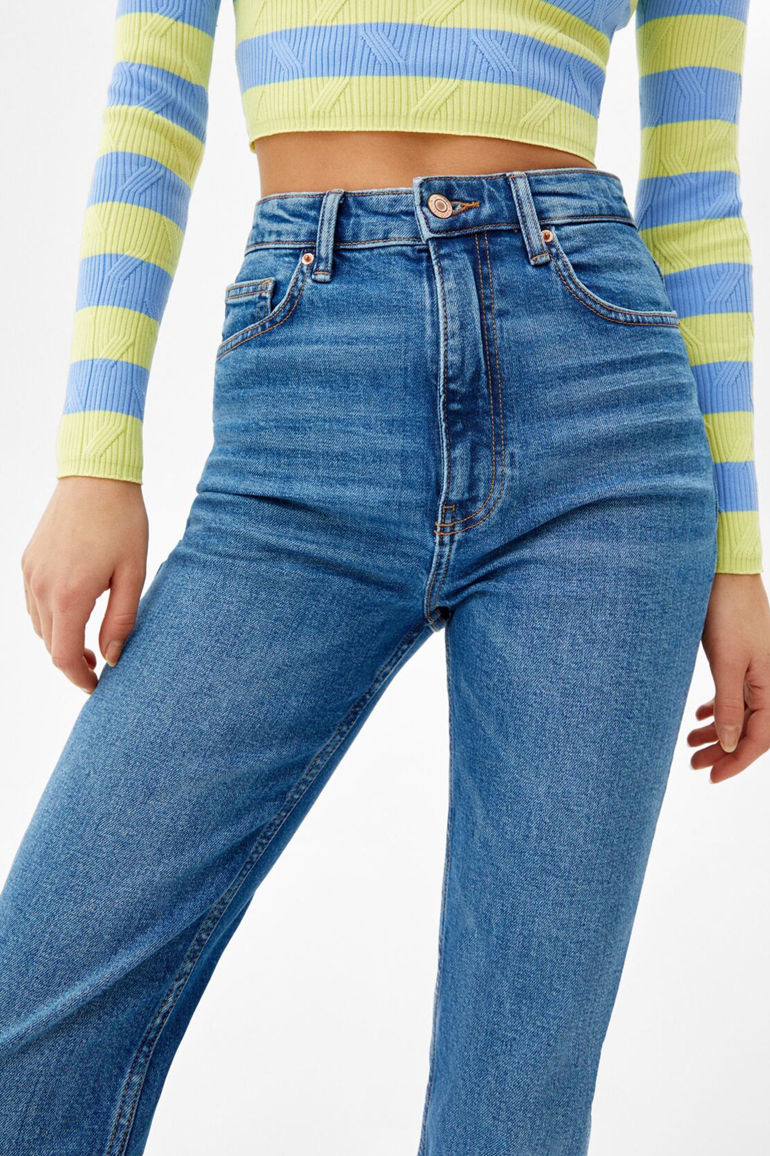 High-Rise Comfort Slim-Fit Straight-Fit Jeans - Görsel 2