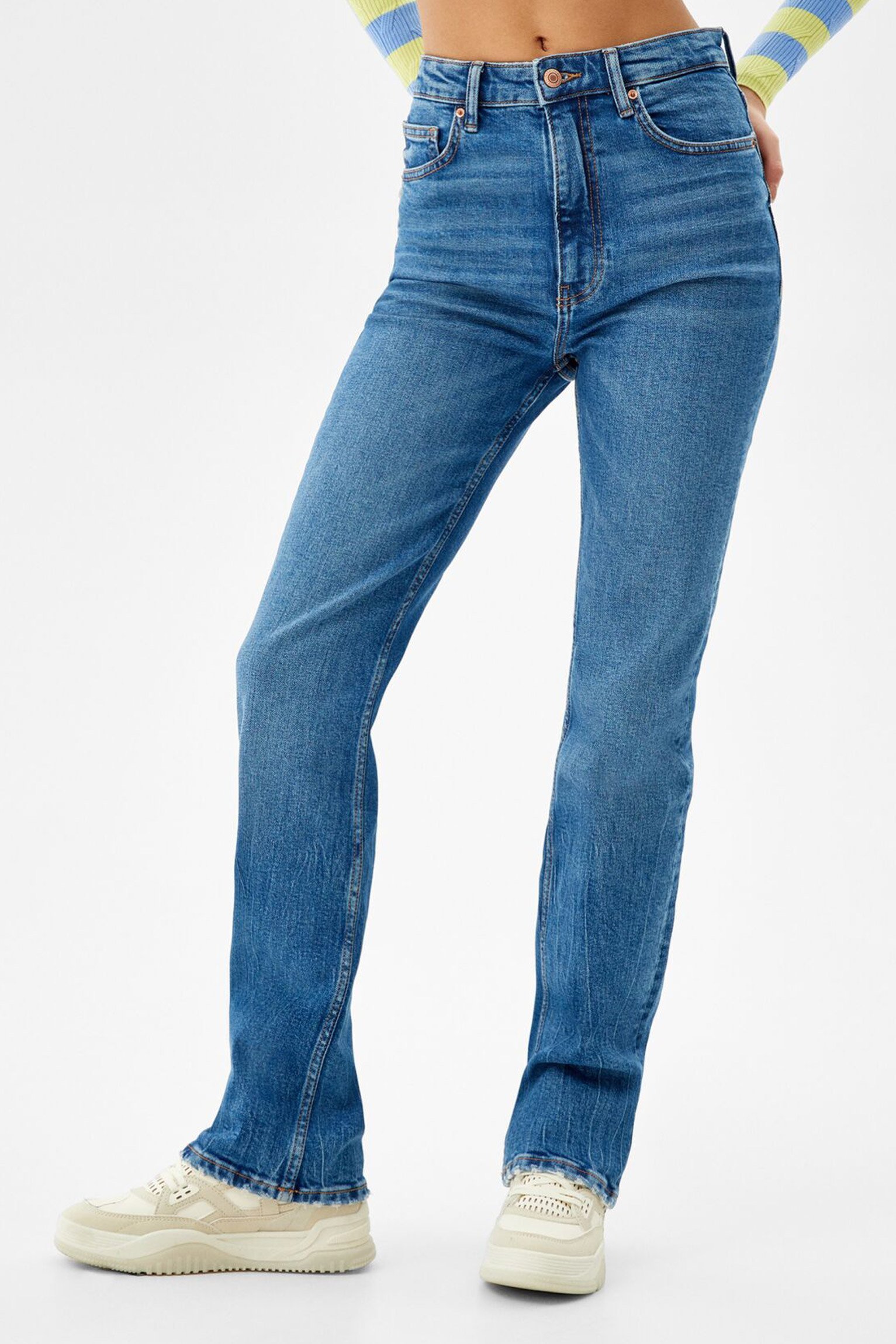 High-Rise Comfort Slim-Fit Straight-Fit Jeans - Görsel 4